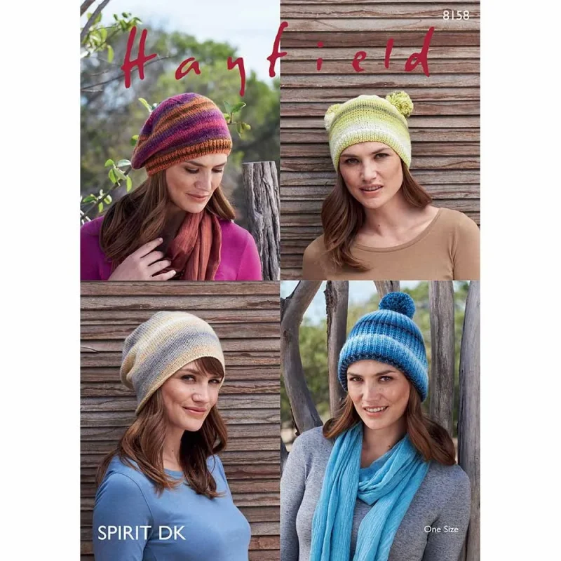 hayfield spirit dk yarn knitting hats