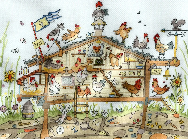 hen cross stitch kit for home decor