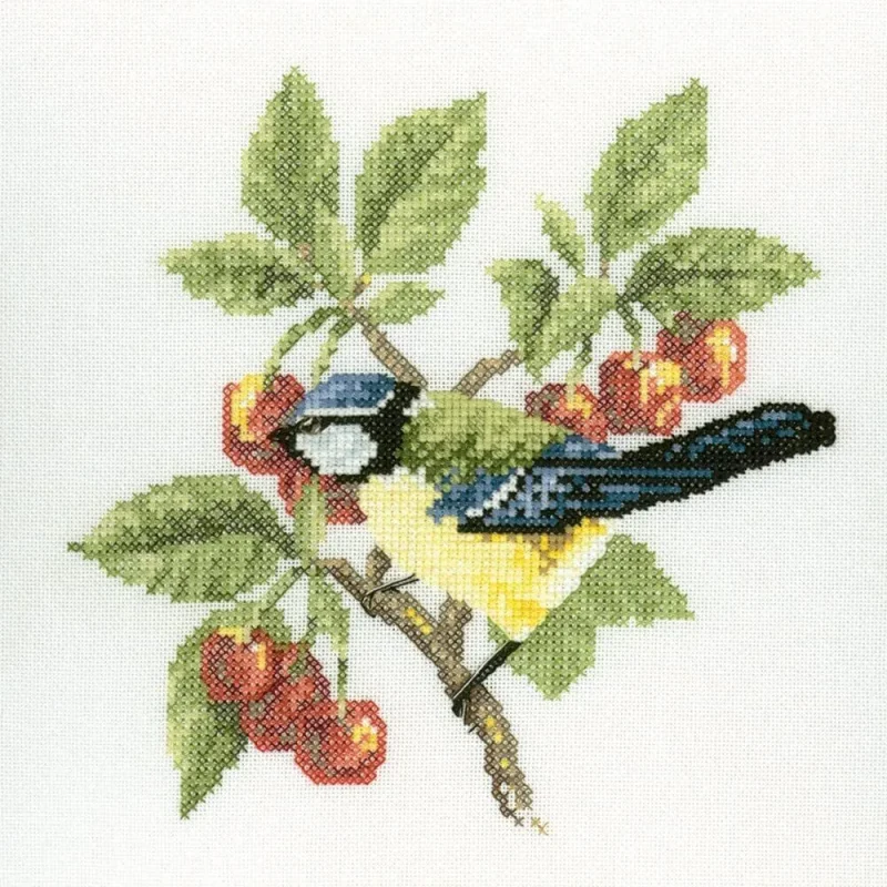 heritage crafts blue tit cross stitch kit