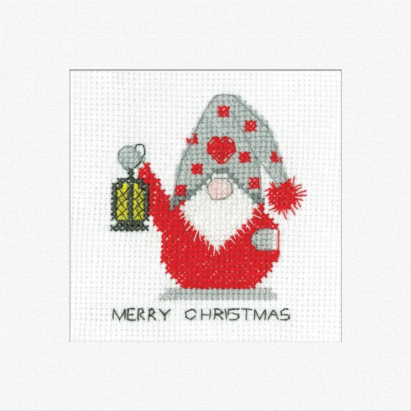 heritage crafts cross stitch gonk christmas lantern card kit