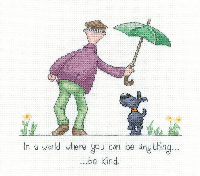 heritage crafts cross stitch kit be kind