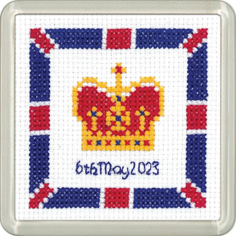 heritage crafts cross stitch kit coronation crown coaster