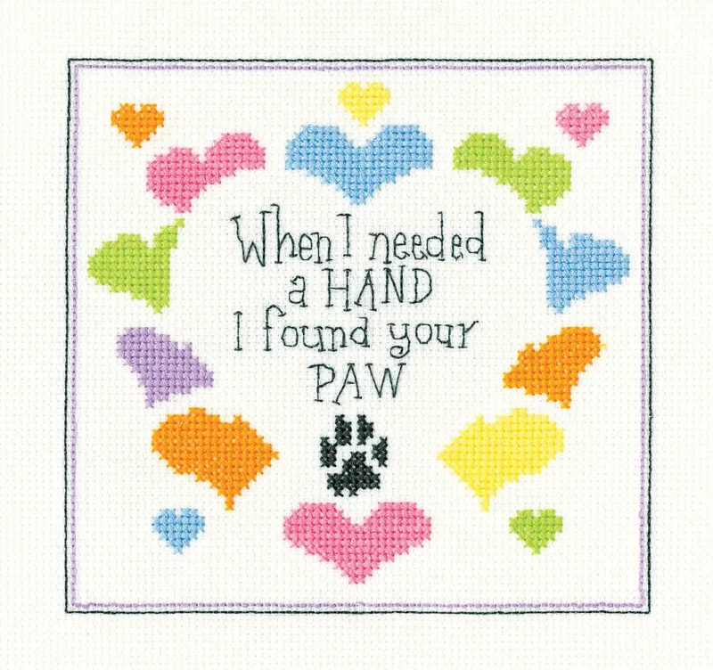 heritage crafts cross stitch kit find your paw