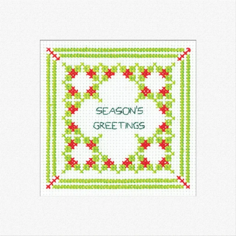 heritage crafts cross stitch kit season s greetings card