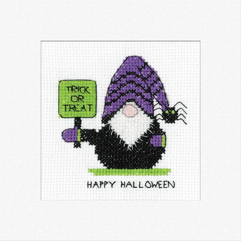 heritage crafts cross stitch trick or treat greetings card kit