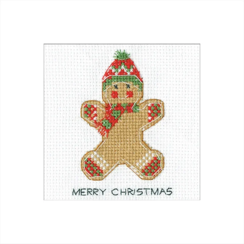 heritage crafts gingerbread hat cross stitch kit winter greetings card