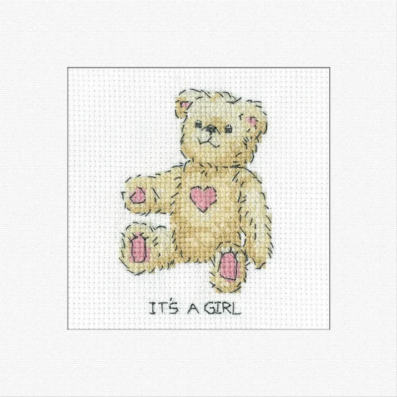 heritage crafts it s a girl cross stitch greeting card kit