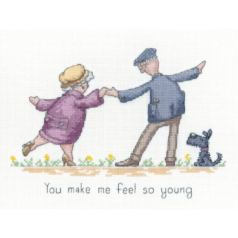 heritage crafts you make me feel so young cross stitch kit