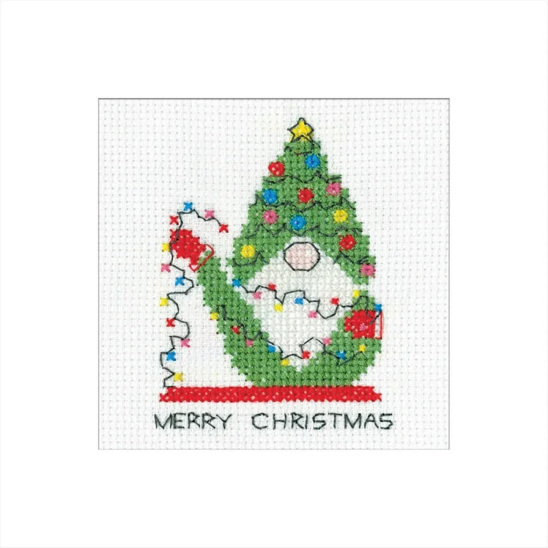 heritage cross stitch kit gonk christmas lights greetings card