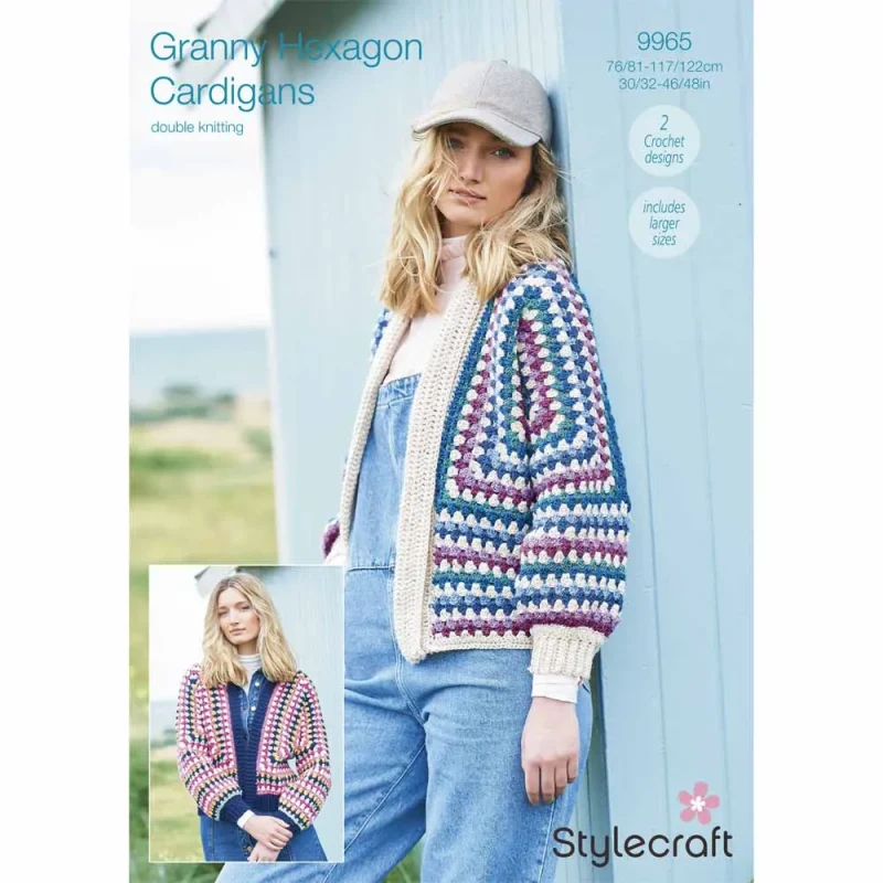 hexagon granny cardigans in stylecraft highland life dk