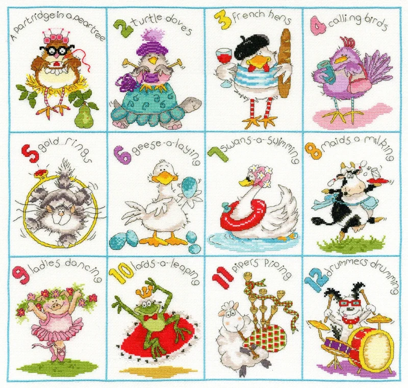 holiday cross stitch kit 12 designs