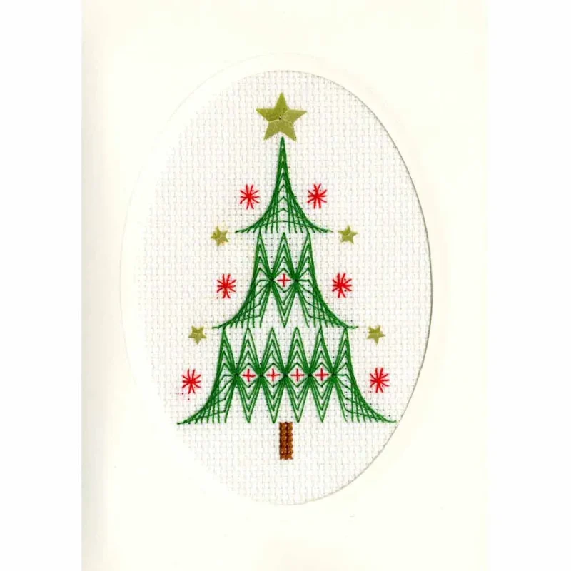 holiday cross stitch kit christmas tree card