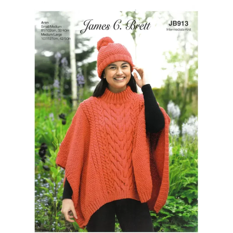 james c brett aran croftland poncho hat set