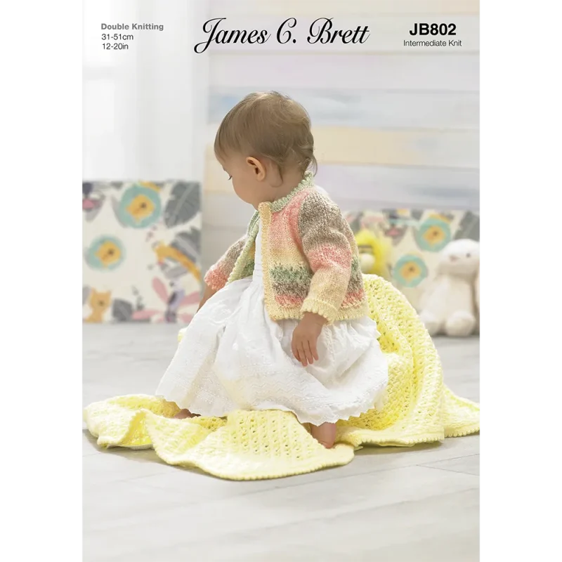 james c brett baby marble cardigan blanket hat set