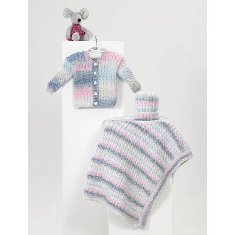 james c brett baby marble dk cardigan hat blanket set