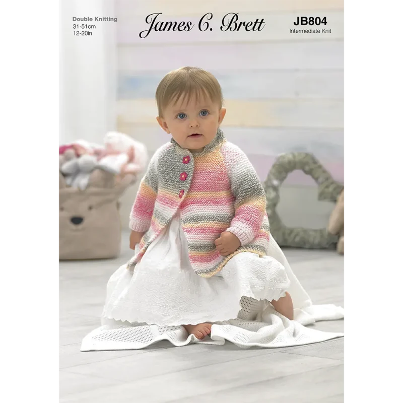 james c brett baby marble dk jacket cardigan hat set