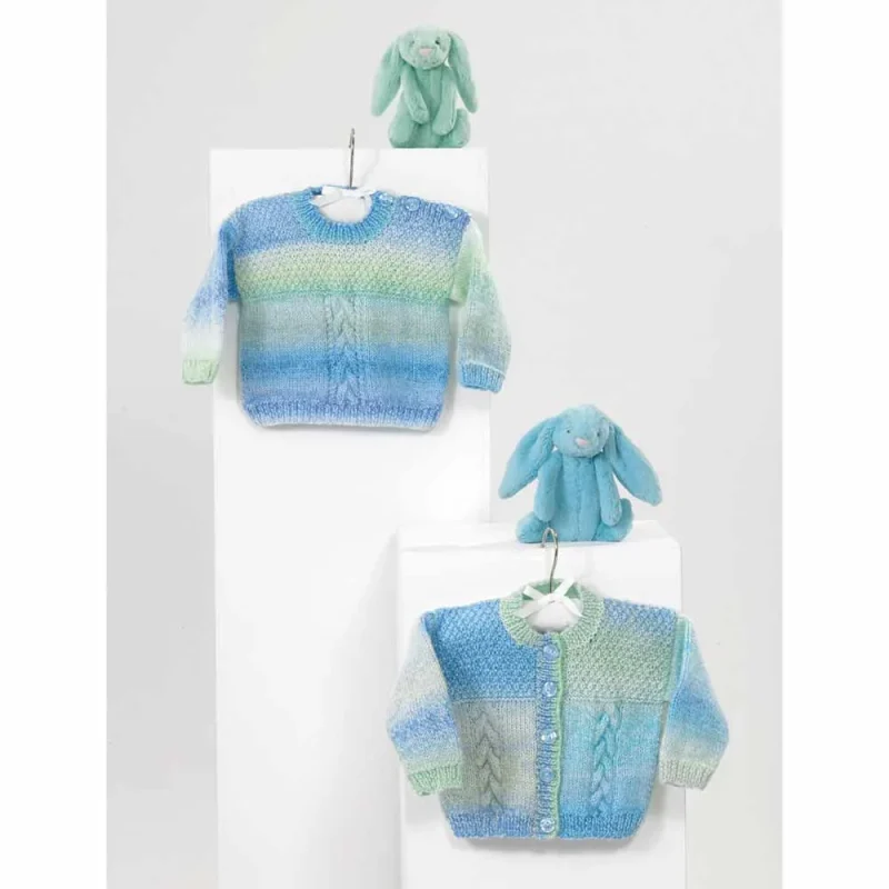 james c brett baby marble dk sweater cardigan set