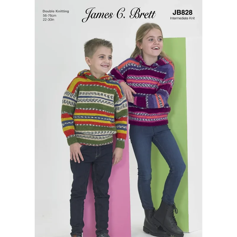 james c brett fairground dk hooded sweater collection