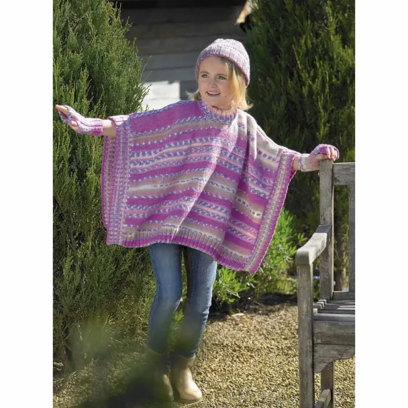 james c brett fairground dk tabard set with hat wrist warmers