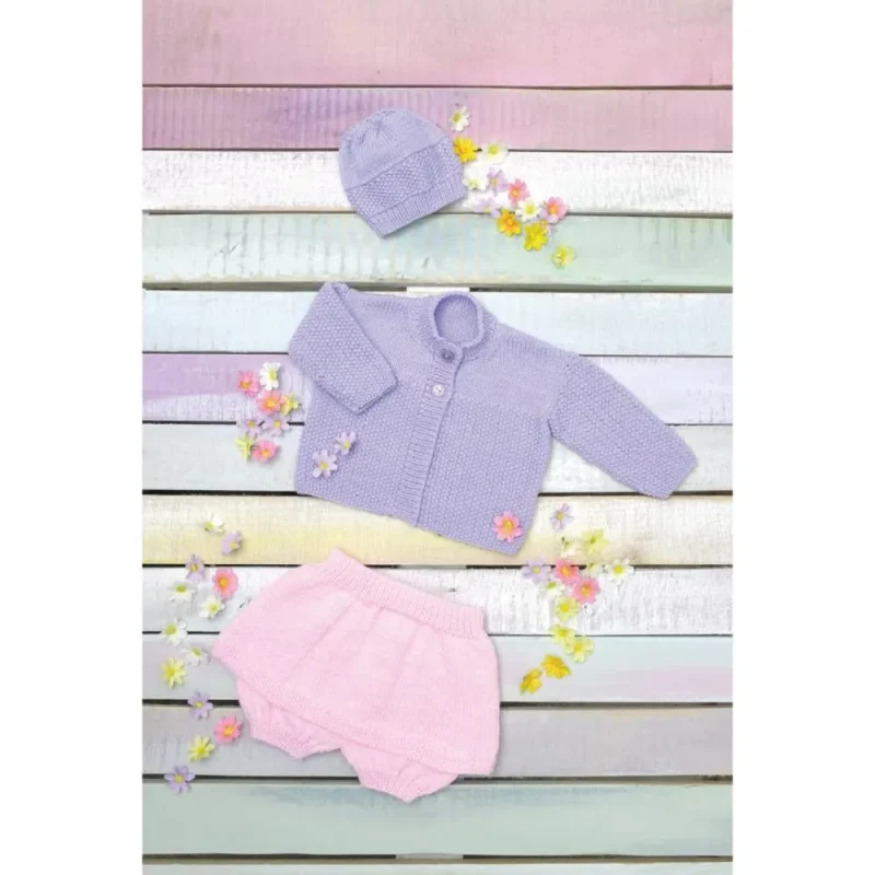 james c brett happiness dk jb743 cardigan hat skort set