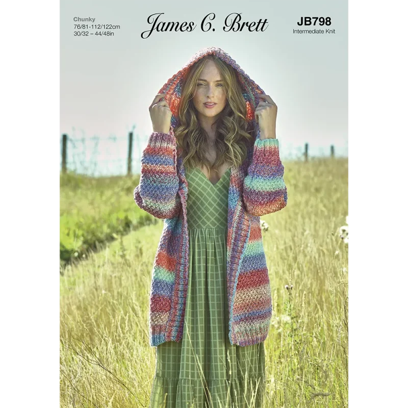 james c brett marble chunky hooded cardigan