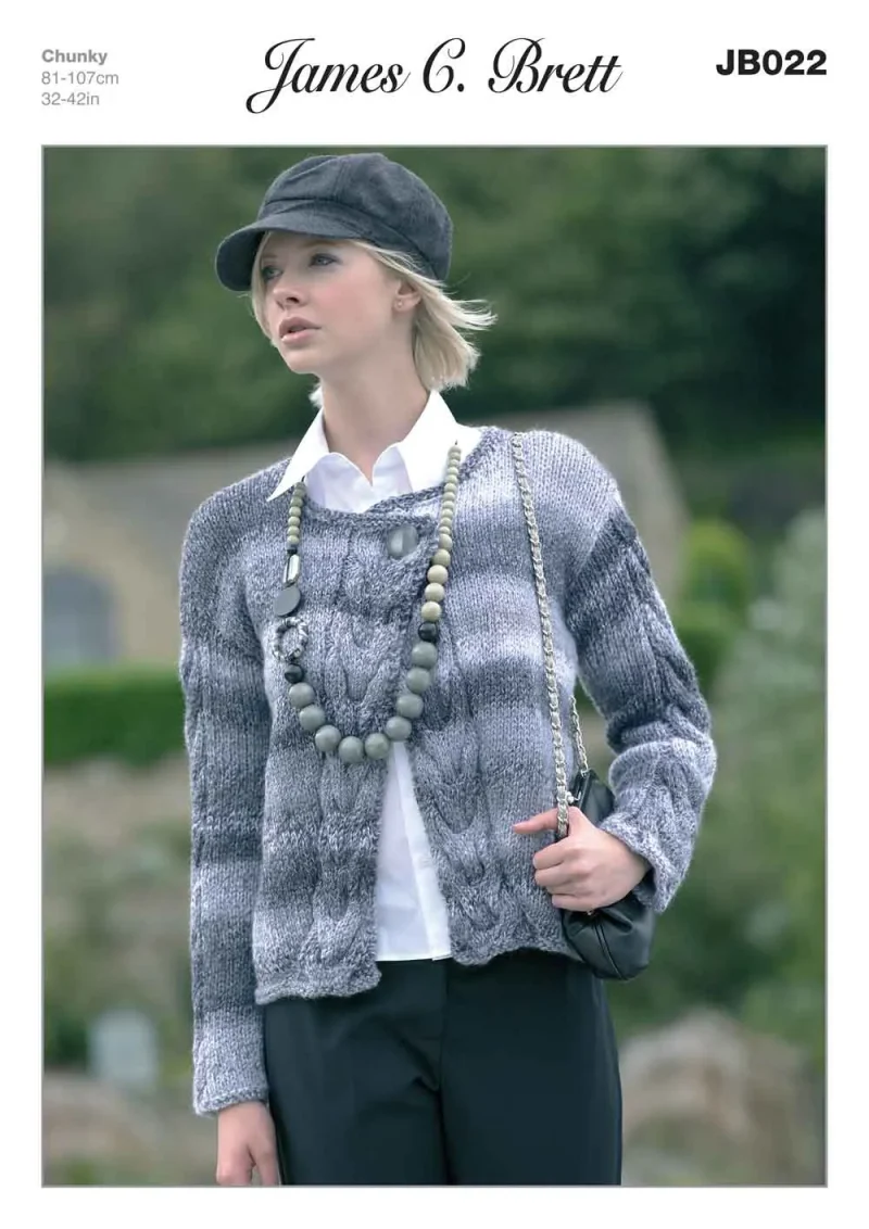 james c brett marble chunky ladies cardigan