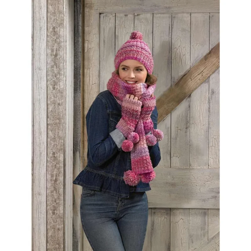 james c brett marble chunky scarf hat wrist warmers set