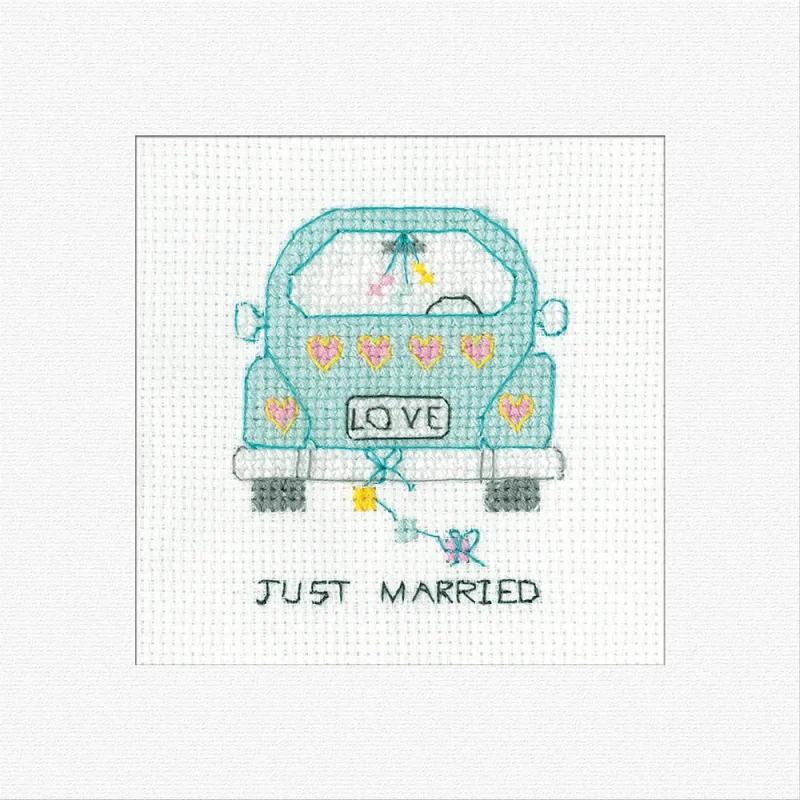 just married cross stitch kit heritage crafts greeting card