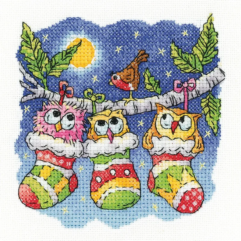 karen carter christmas hoot cross stitch kit