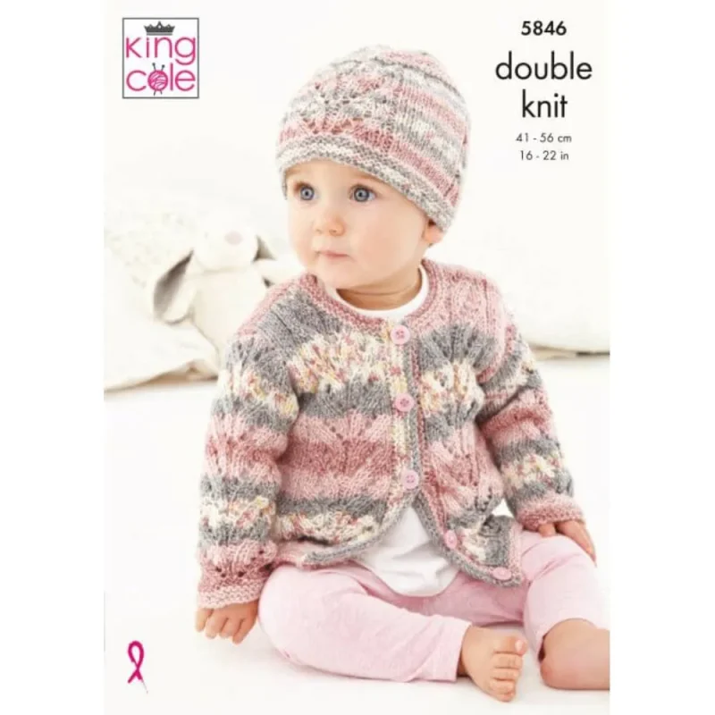 king cole dk digital sweater cardigan hat set 5846