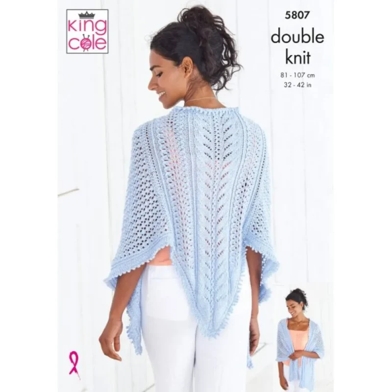 king cole glitz dk knitting pattern cardigan shawl 5807