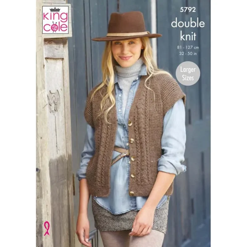 king cole homespun dk cardigan waistcoat pattern 5792 digital download