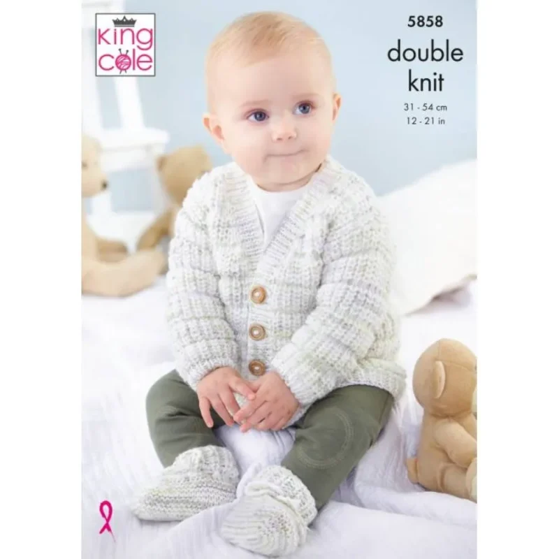 king cole little treasures dk knit set cardigan waistcoat sweater tank top bootees