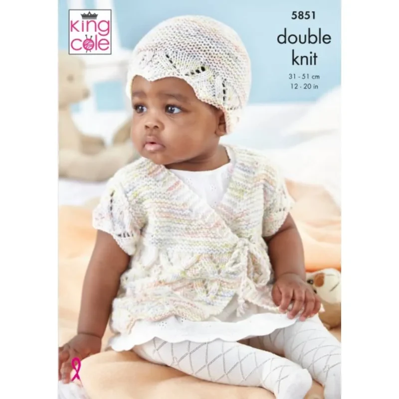 king cole little treasures dk knitted cardigan coat hat set