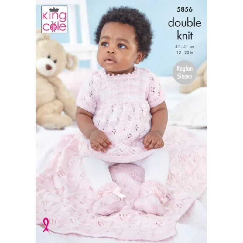 king cole little treasures dk knitted set dress cardigan blanket bootees