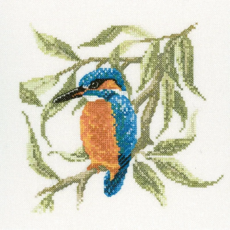 kingfisher cross stitch kit heritage crafts