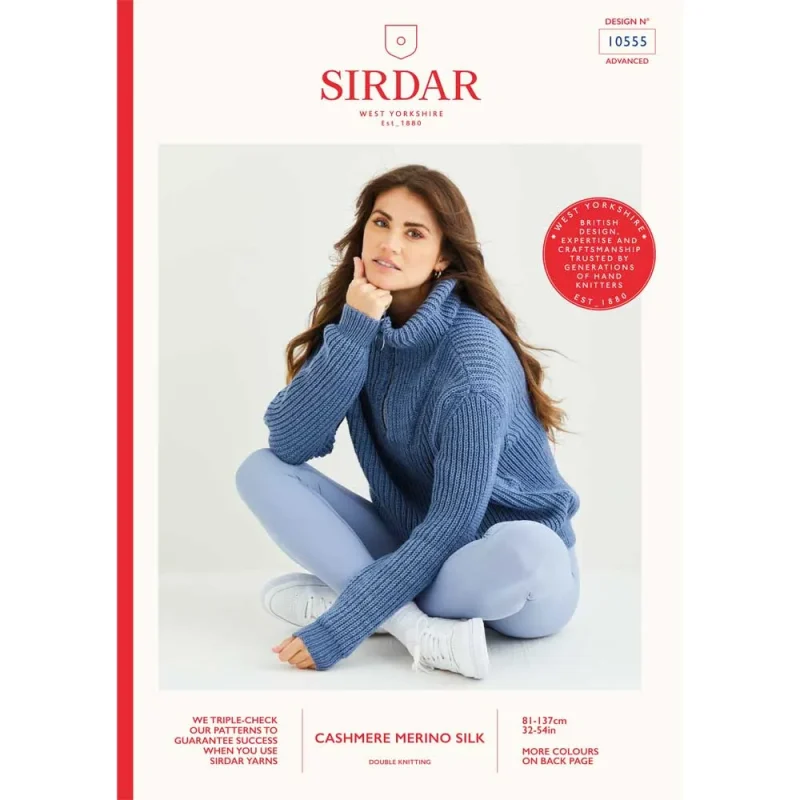 luxurious cashmere merino silk zip sweater by sirdar