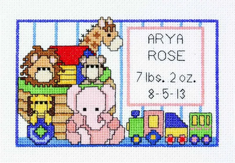 noah s ark embroidered birth sampler