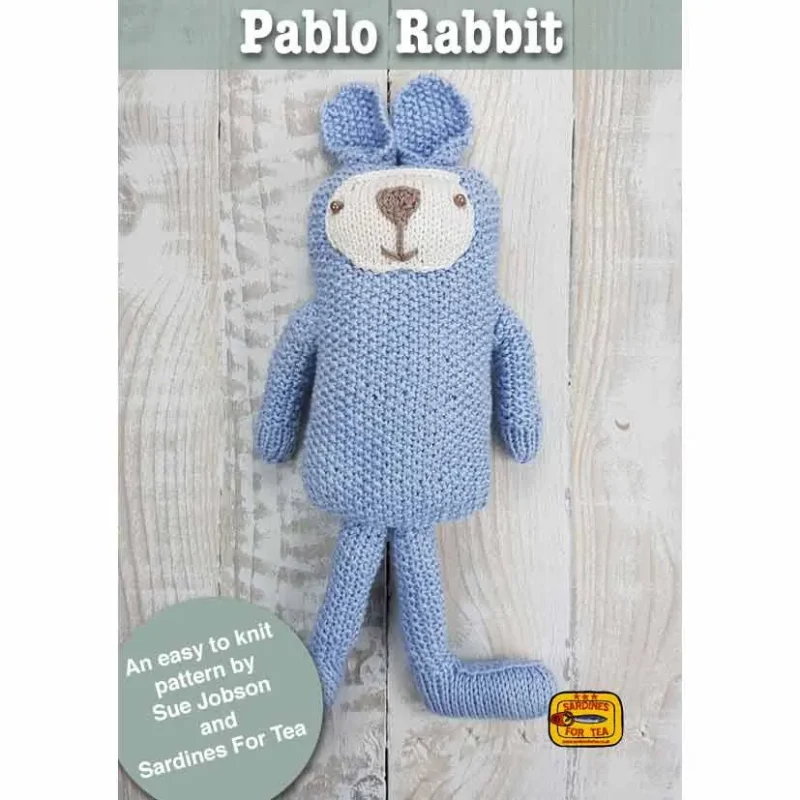 pablo rabbit knitting pattern by sue jobson in baby bamboo and cotton dk