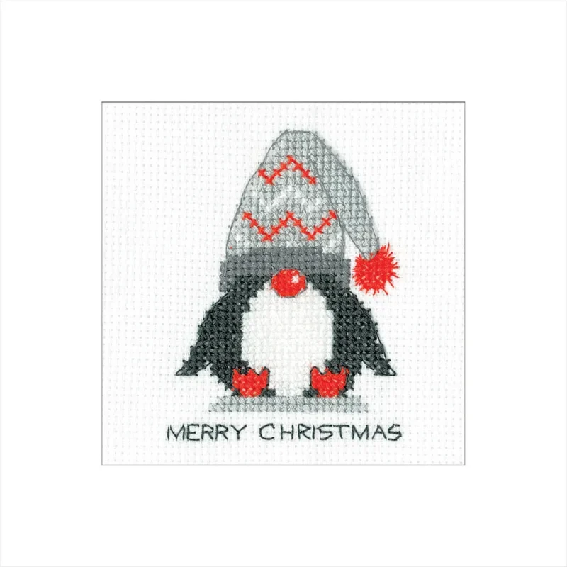 penguin woolly hat cross stitch kit greetings card craft kit