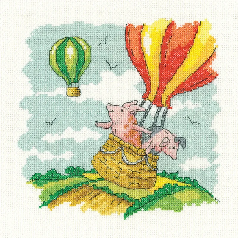 pigs might fly cross stitch kit heritage edition