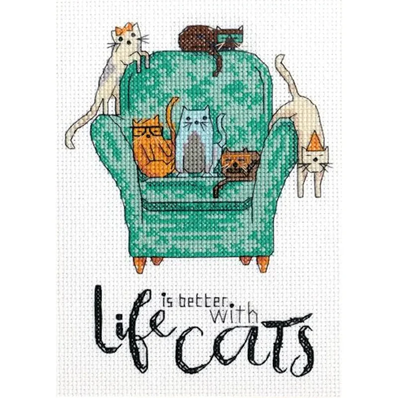 playful cats cross stitch kit dimensions