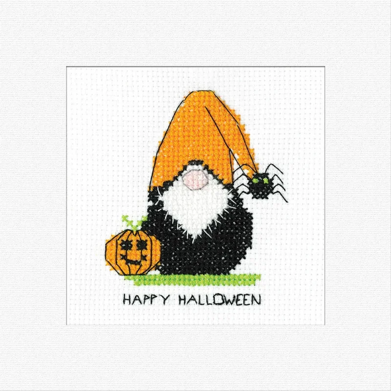 pumpkin gonk cross stitch card kit craft greetings