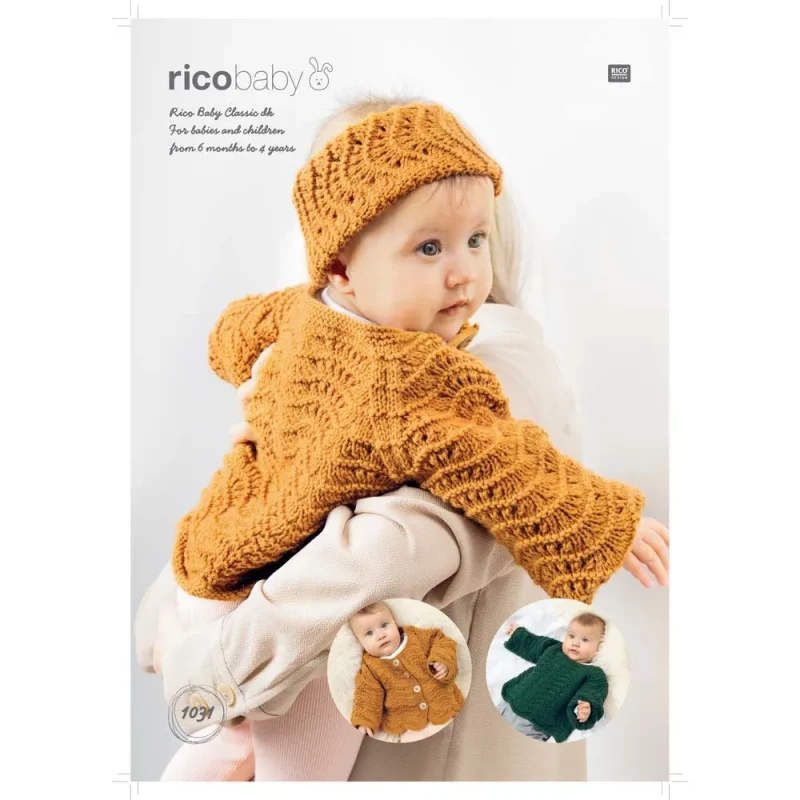 rico baby classic dk cardigan headband knitting pattern