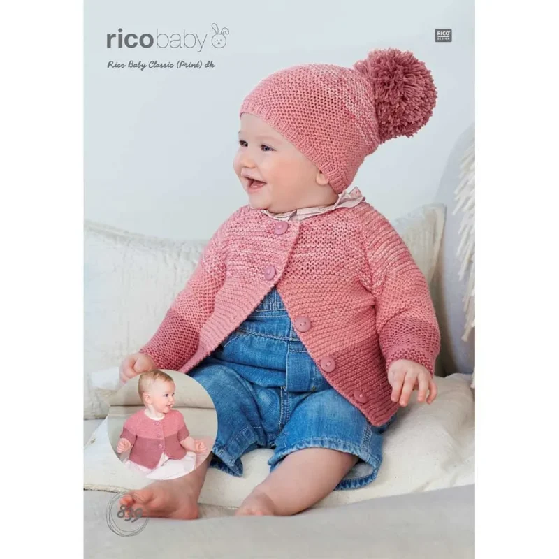 rico baby classic dk knitting pattern cardigans hat set digital