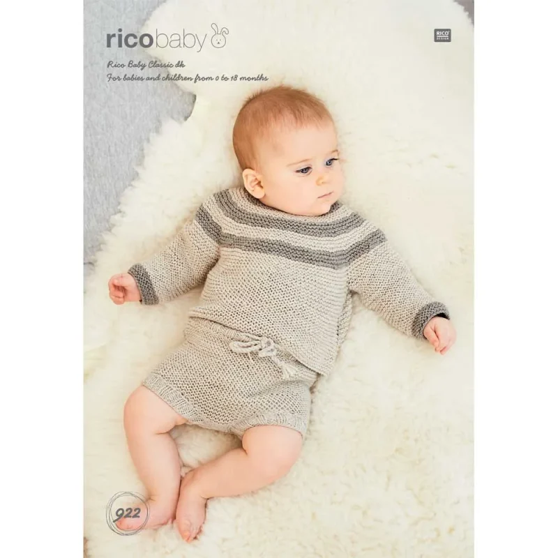 rico baby classic dk knitting pattern sweater pants set