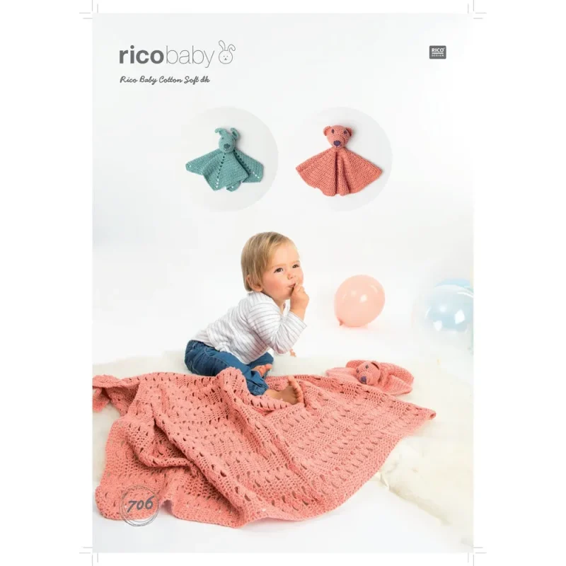 rico baby cotton soft cuddle blankets teddy rabbit design