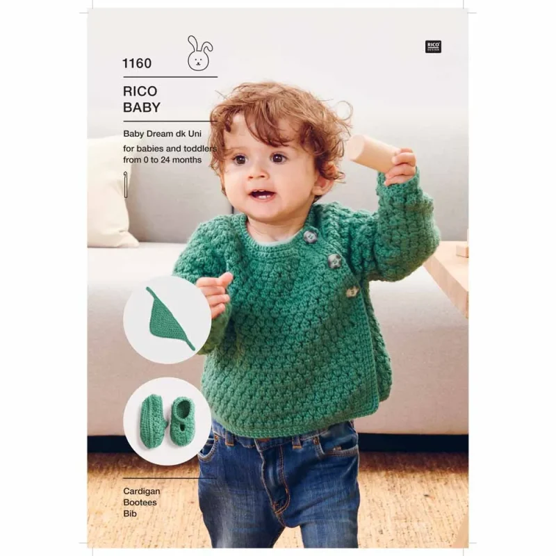 rico baby dream dk cardigan bootees bib digital pattern 1160