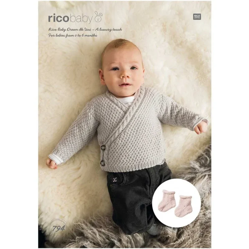 rico baby dream dk cardigan socks knitting pattern