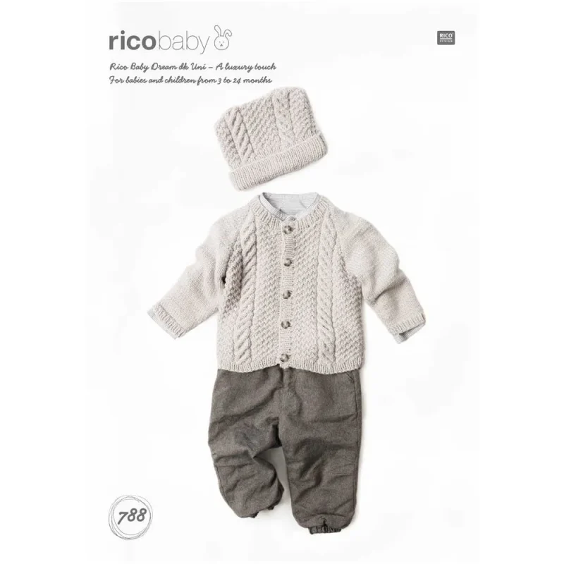 rico baby dream uni dk cardigan hat knitting pattern digital